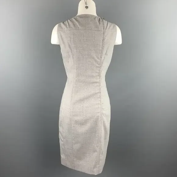 AKRIS Size 6 Grey Heather Acetate / Viscose Scoop Neck Shift Dress